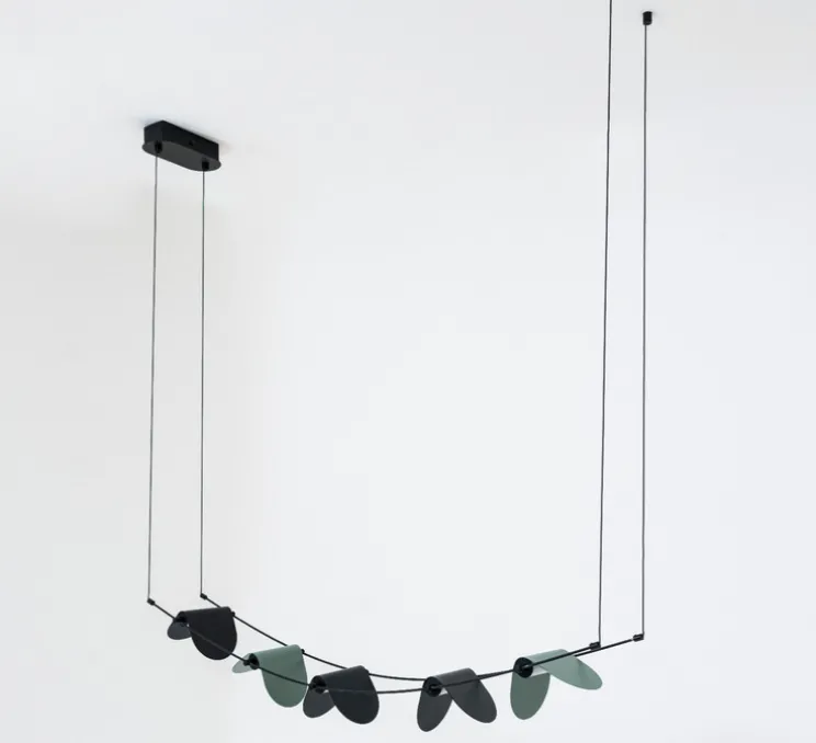 Suspension, Ali di Luce, 5, noir et vert, LED, 2700K, 400 lm, L94cm, H160cm - OliveLab