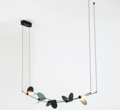 Suspension, Ali di Luce, 5, noir et vert, LED, 2700K, 400 lm, L94cm, H160cm - OliveLab