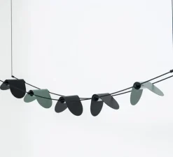 Suspension, Ali di Luce, 5, noir et vert, LED, 2700K, 400 lm, L94cm, H160cm - OliveLab