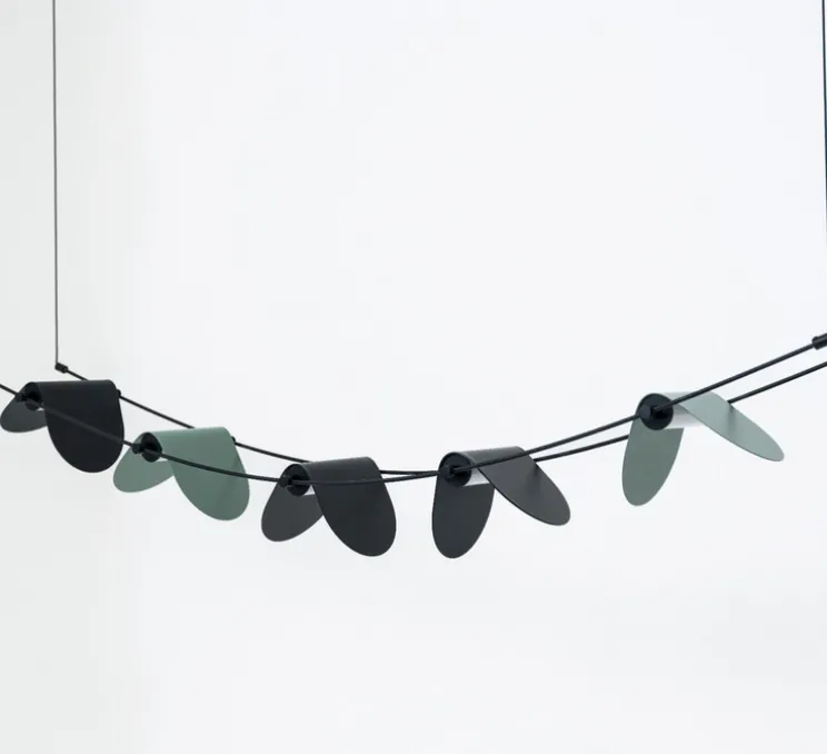 Suspension, Ali di Luce, 5, noir et vert, LED, 2700K, 400 lm, L94cm, H160cm - OliveLab