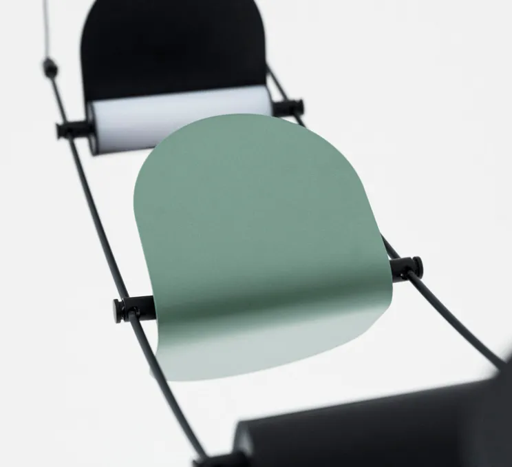 Suspension, Ali di Luce, 5, noir et vert, LED, 2700K, 400 lm, L94cm, H160cm - OliveLab