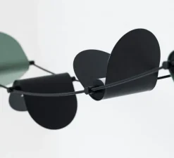 Suspension, Ali di Luce, 5, noir et vert, LED, 2700K, 400 lm, L94cm, H160cm - OliveLab