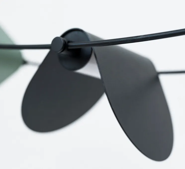 Suspension, Ali di Luce, 5, noir et vert, LED, 2700K, 400 lm, L94cm, H160cm - OliveLab