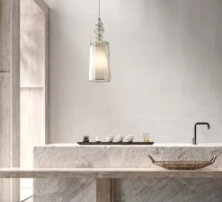 Suspension, Alibaglass, grande, pyrex transparent, Ø24cm, H65cm - Karman