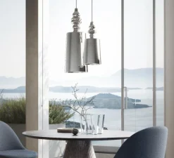 Suspension, Alibaglass, grande, pyrex plaqué chrome, Ø24cm, H65cm - Karman