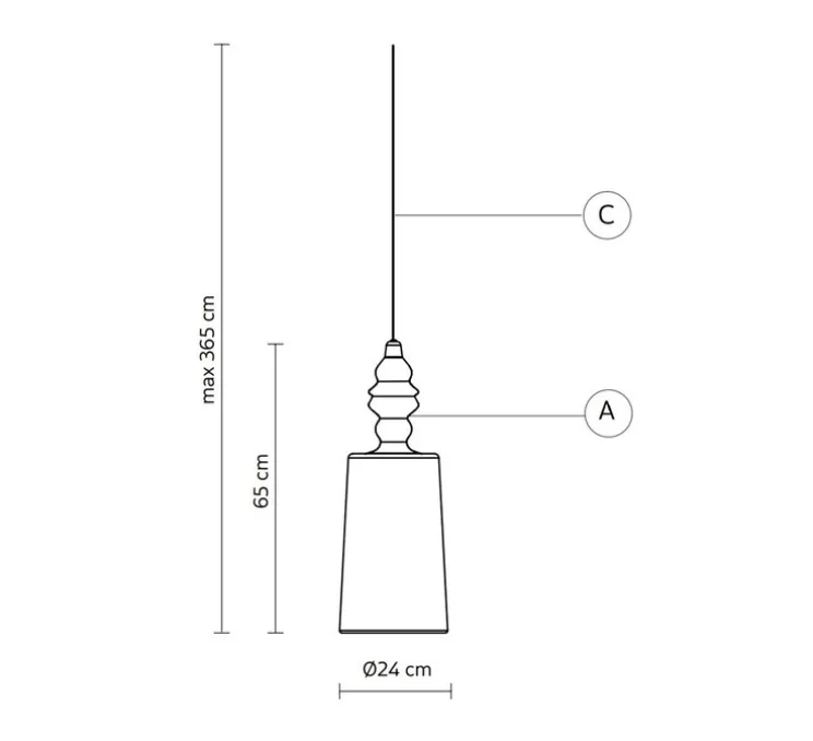 Suspension, Alibaglass, grande, pyrex bronze, Ø24cm, H65cm - Karman