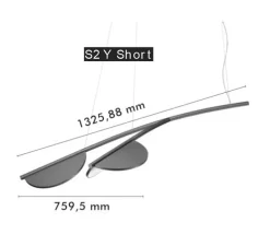 Suspension, Almendra Organic S2 Y Short, bleu baie, LED, 2700K, 2800 lm, L132,8cm, H53,3cm - Flos