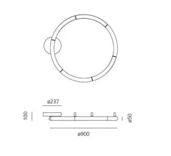 Suspension, Alphabet of light circular,blanc, LED, Ø90cm, 3000K, 6041lm, H5cm - Artemide