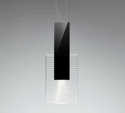 Suspension, Amulette, transparent, noir, LED, 3000K, L17cm, H44cm - Fabbian