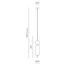 Suspension, Anet, bronze, marbre marron, Ø10cm, H48cm - Aromas del Campo