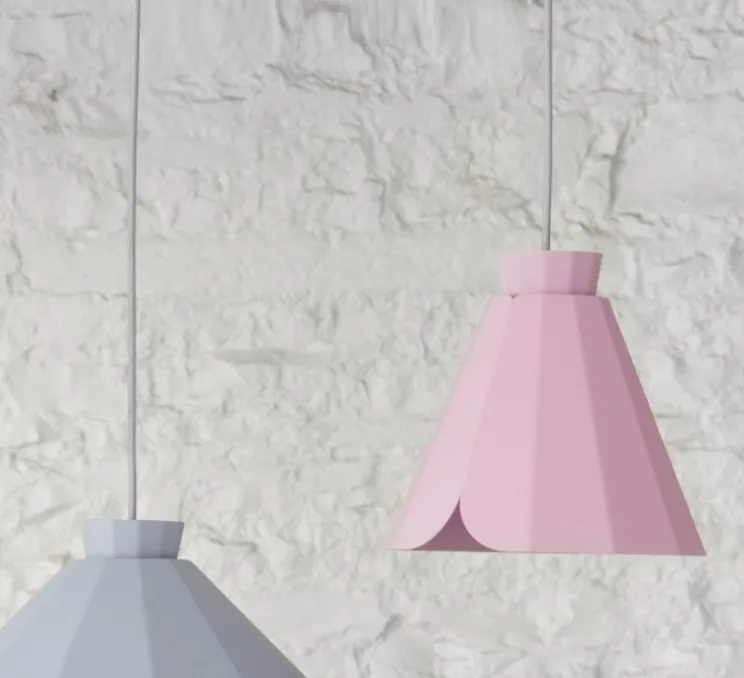 Suspension, Ankara, Medium, rose clair, câble gris, Ø21,8cm, H20,8cm - MATIERE-GRISE