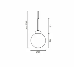 Suspension, Apiales 1, laiton, verre opalin, Ø12cm, H23cm - Nuura
