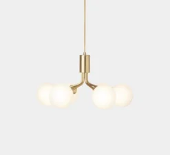 Suspension, Apiales 6, laiton, verre opalin, L50cm, H26,3cm - Nuura