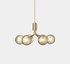 Suspension, Apiales 6, laiton, verre transparent, L50cm, H26,3cm - Nuura