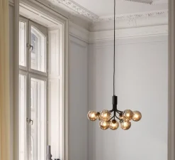 Suspension, Apiales 9, noir satin, verre transparent , L59,5cm, H38,5cm - Nuura