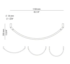 Suspension, Arco, A-4002X2, anthracite, IP65, LED, dim, 2700K, 1092 lm, L241cm, H3,5cm - Estiluz