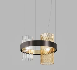 Suspension, Armonia SP 50, cristal, ambre, Ø49cm, H39cm - Vistosi