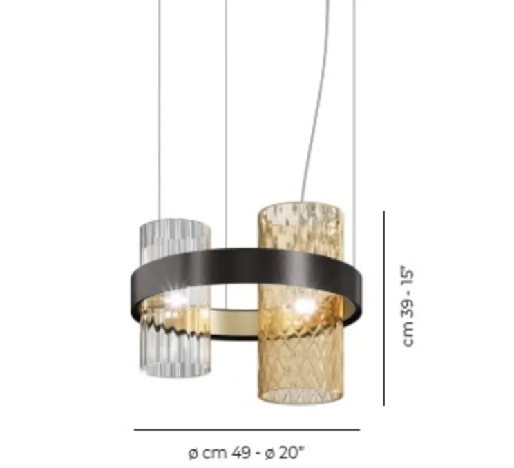 Suspension, Armonia SP 50, cristal, ambre, Ø49cm, H39cm - Vistosi