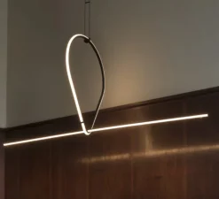 Suspension, Arrangements (drop down + line), noir, LED, 2700K, 2916lm, L170,6cm, H69,6cm - Flos