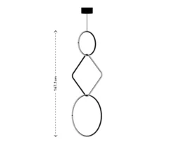 Suspension, Arrangements (round S + square L + square M), noir, LED, 2700K, 4644lm, Ø66,5cm, H167,1cm - Flos