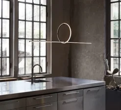 Suspension, Arrangements (round S + line), noir, LED, 2700K, 2376lm, L170,6cm, H39,8cm - Flos