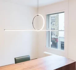 Suspension, Arrangements (round S + line), noir, LED, 2700K, 2376lm, L170,6cm, H39,8cm - Flos