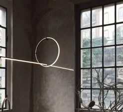 Suspension, Arrangements (round S + line), noir, LED, 2700K, 2376lm, L170,6cm, H39,8cm - Flos