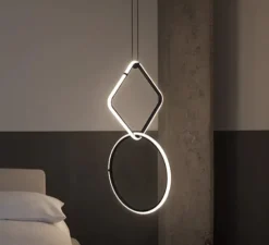 Suspension, Arrangements (square S + round S), noir, LED, 2700K, 1998lm, Ø39,8cm, H75,3cm - Flos