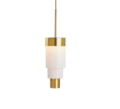 Suspension, A-Spire, blanc, laiton brossé, LED, dim, 3000K, Ø14cm, H56cm - Ebb and Flow