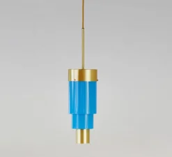 Suspension, A-Spire, bleu, laiton brossé, LED, dim, 3000K, Ø14cm, H56cm - Ebb and Flow