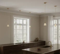 Suspension, Asteea 1, laiton satiné, Ø12,5cm, H30,3cm-Nuura