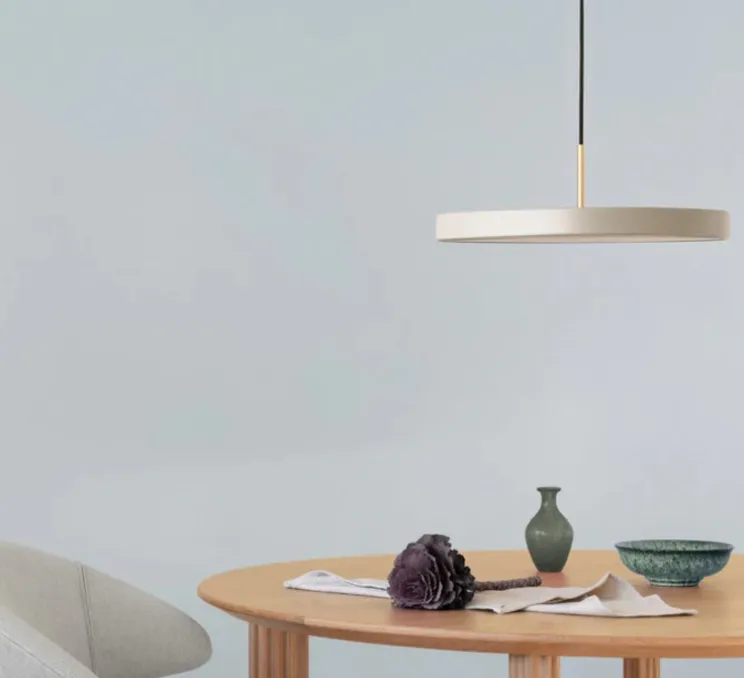 Suspension, Asteria Medium plus, blanc perle et laiton, LED, 2400-2700-3000K, 1600lm, Ø43cm, H14cm - Umage