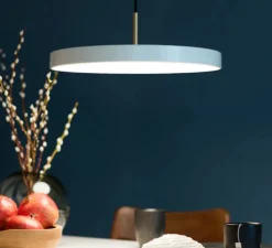 Suspension, Asteria Medium plus, blanc perle et laiton, LED, 2400-2700-3000K, 1600lm, Ø43cm, H14cm - Umage