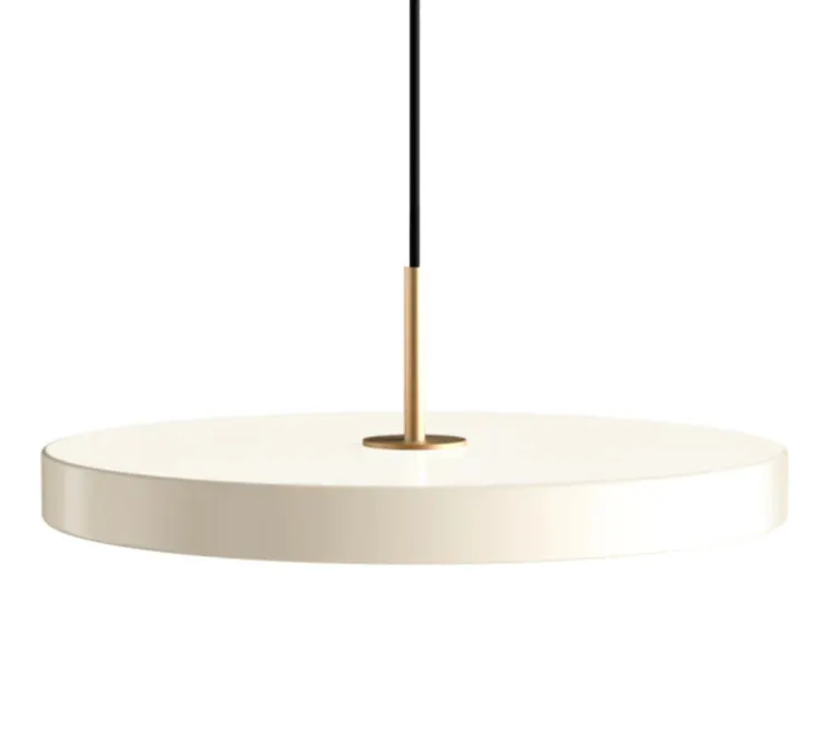 Suspension, Asteria Medium plus, blanc perle et laiton, LED, 2400-2700-3000K, 1600lm, Ø43cm, H14cm - Umage