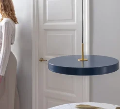 Suspension, Asteria Mini, bleu pétrol, LED, 3000K, 900lm, Ø31cm, H14cm - Umage