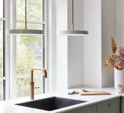 Suspension, Asteria Mini, olive et laiton, LED, 3000K, 1200lm, Ø31cm, H10.5cm - Umage