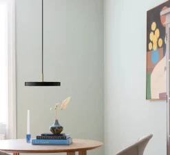 Suspension, Asteria Mini Plus, noir et laiton, LED, 2400-2700-3000K, 1200lm, Ø31cm, H10.5cm - Umage