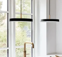 Suspension, Asteria Mini Plus, noir et laiton, LED, 2400-2700-3000K, 1200lm, Ø31cm, H10.5cm - Umage