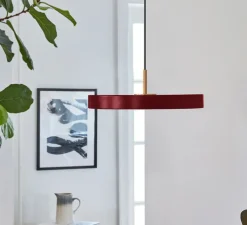 Suspension, Asteria Mini Plus, rouge rubis et laiton, LED, 2400-2700-3000K, 1200lm, Ø31cm, H10.5cm - Umage