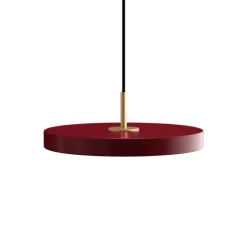 Suspension, Asteria Mini Plus, rouge rubis et laiton, LED, 2400-2700-3000K, 1200lm, Ø31cm, H10.5cm - Umage