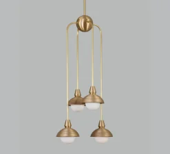 Suspension asymétrique, Quadruple, Eos, laiton brossé, Ø15,7cm, H90cm - Bert franck