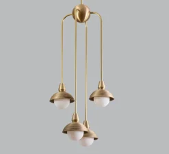 Suspension asymétrique, Quadruple, Eos, laiton brossé, Ø15,7cm, H90cm - Bert franck