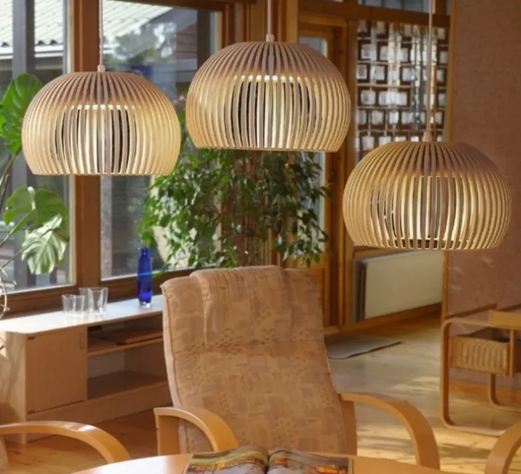 Suspension, Atto, bouleau,LED, 3000k, 1400lm, Ø34cm,H21 - Secto Design