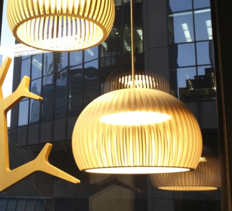 Suspension, Atto, bouleau,LED, 3000k, 1400lm, Ø34cm,H21 - Secto Design