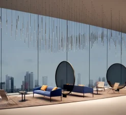 Suspension, A-Tube Nano large sans rosace, chrome, câble transparent, LED, dim, 2700K, 450 lm, Ø2cm, H90cm - Lodes