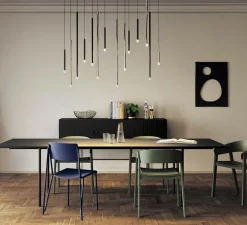 Suspension, A-Tube Nano medium sans rosace, noir mat, LED, 3000K, 480 lm, Ø2cm, H60cm - Lodes