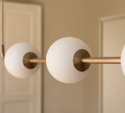 Suspension, Audrey linear, laiton, LED, 2700K, 2230 lm, Ø12cm, H117,5cm - Umage