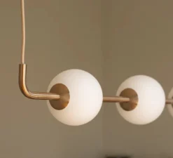 Suspension, Audrey linear, laiton, LED, 2700K, 2230 lm, Ø12cm, H117,5cm - Umage