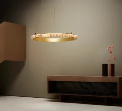 Suspension, Avalon Large, laiton satiné, LED, 2700K, Ø101cm, H7cm - CTO lighting