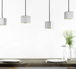 Suspension, [B6], gris clair, laiton, L10cm, H10cm - GANTLights